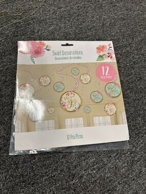 Swirl Decorations - 'She Said Yes' Bridal Party Hanging Swirls, Pink & Mint